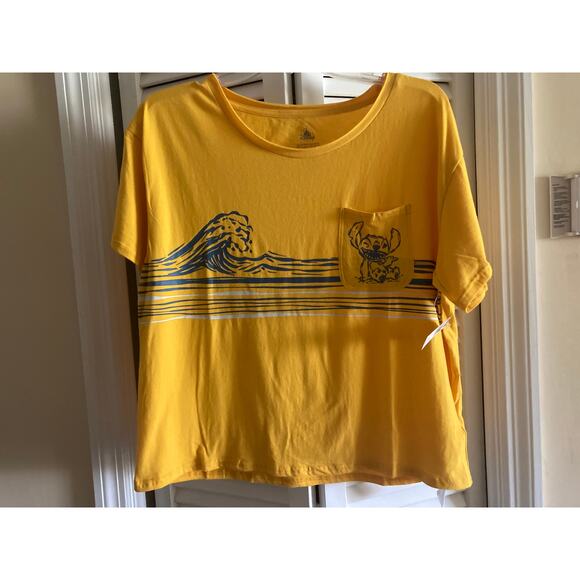 NWT Disney Parks Size Stitch Mustard Yellow Crop Top Size M - Picture 1 of 13